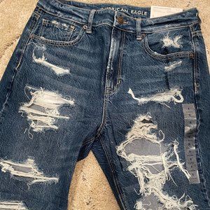 AE Ripped Highest Waist Mom Jean x-short size 8